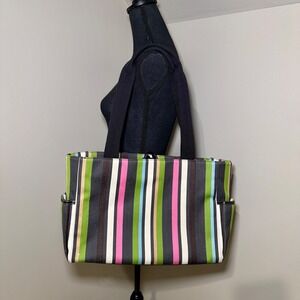Kate Spade‎ Multi Purpose Rectangular Large Canvas Striped Diaper Bag/Tote